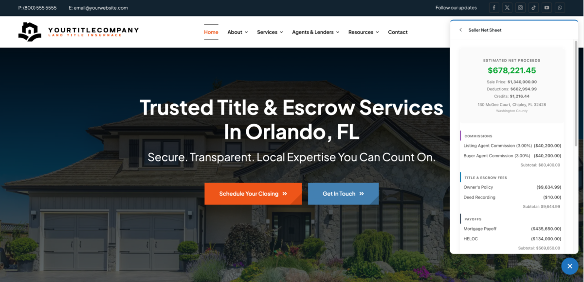 Title Company Seller Net Sheet Calculator