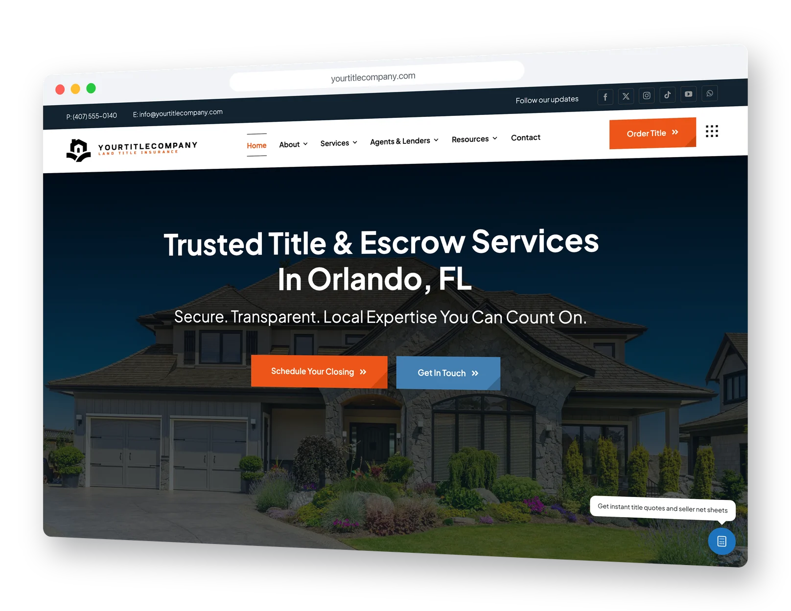 Title company website home page A title company website built on TitleThrive