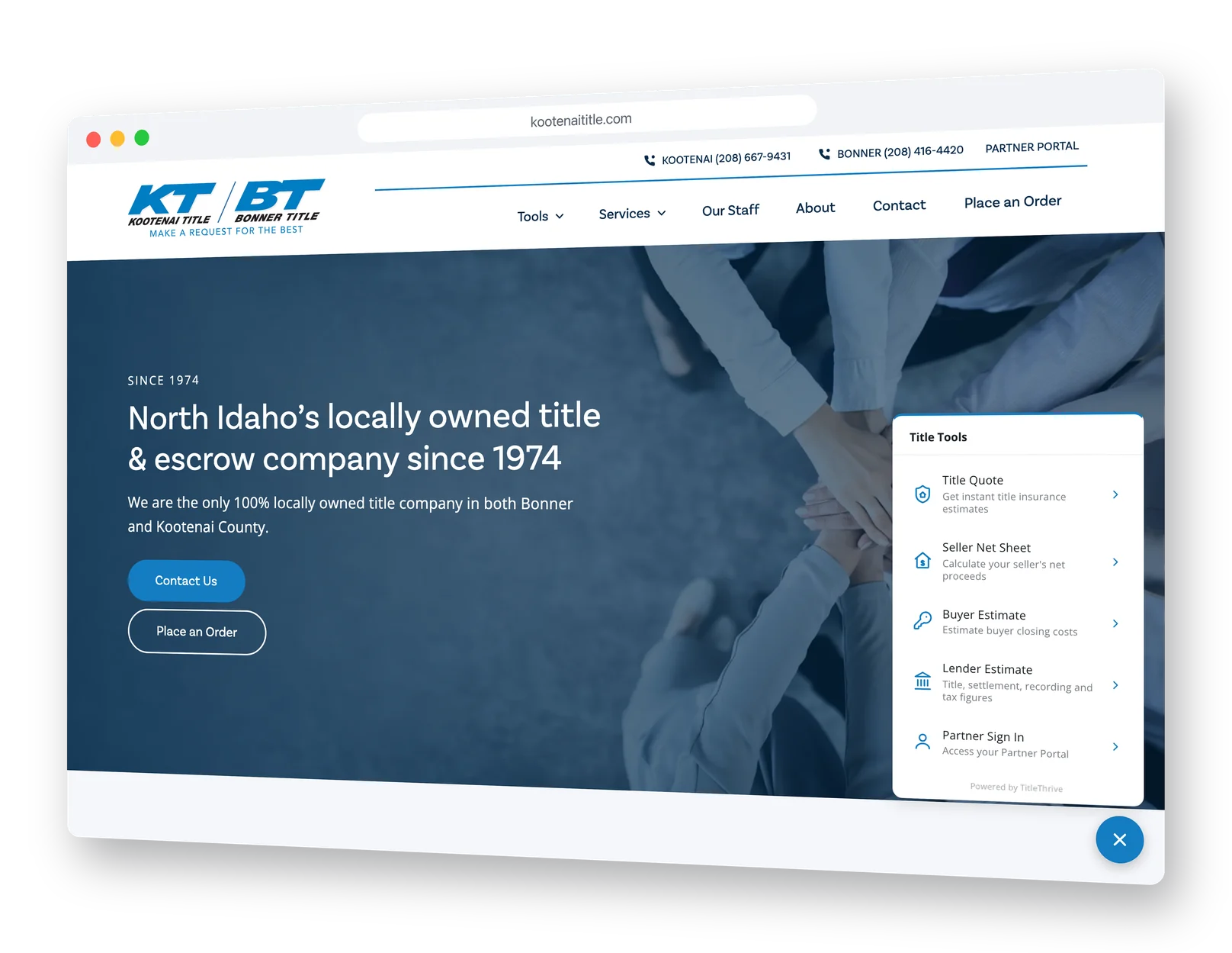 Title company website with the Title Tools menu open A title company website with the Title Tools menu open